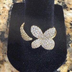 Sparkling Gold and Silver Butterfly Ring
